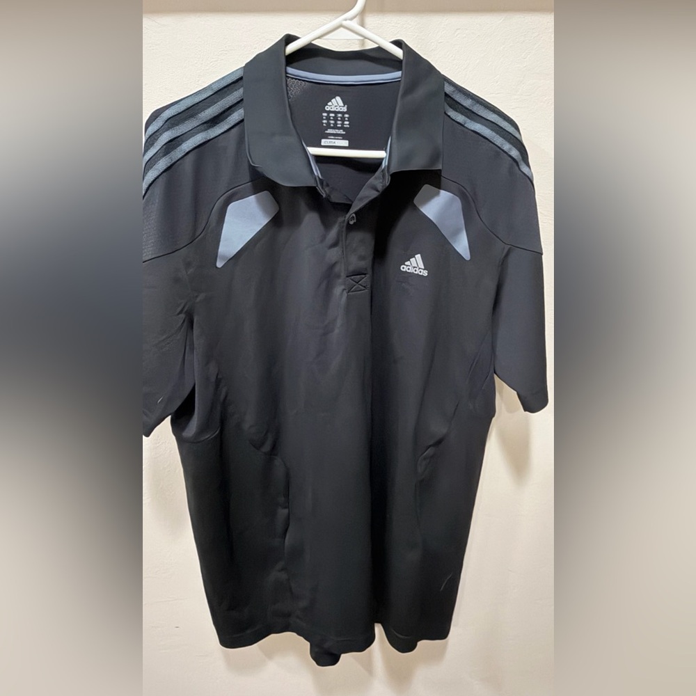 Mens Adidas Clima Cool 3/4 Button Down Polo Sz XL Short Sleeve Athletic